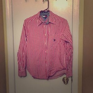 Red and White pin striped Tommy Hilfiger shirt